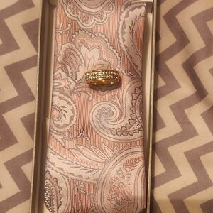 Pink Paisley Tie with Gold Ring